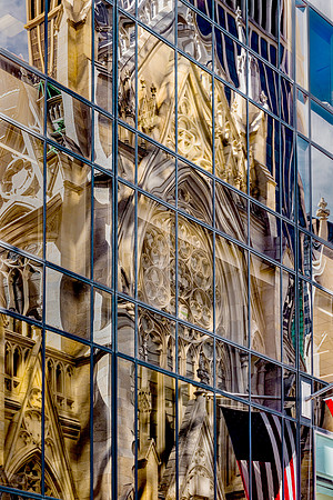 Reflection of St. Patrick Cathedral New York NY