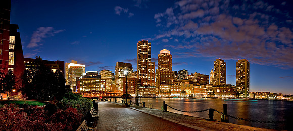 Panorama Boston Rows Wharf  Boston MA